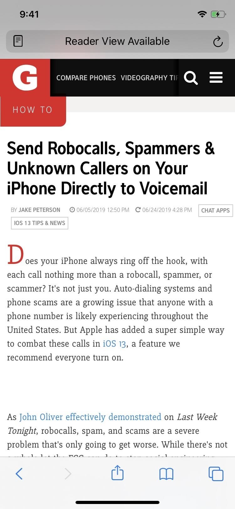 Force Safari to Automatically Show Reader View for Specific Websites on Your iPhone