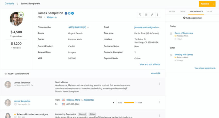 Freshsales CRM Contact View