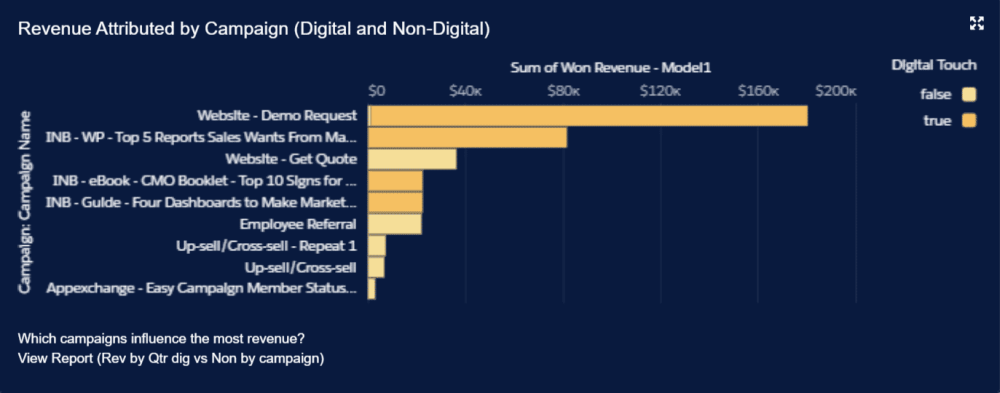 Revenue Attributed by Campaign (Digital and Non-Digital)