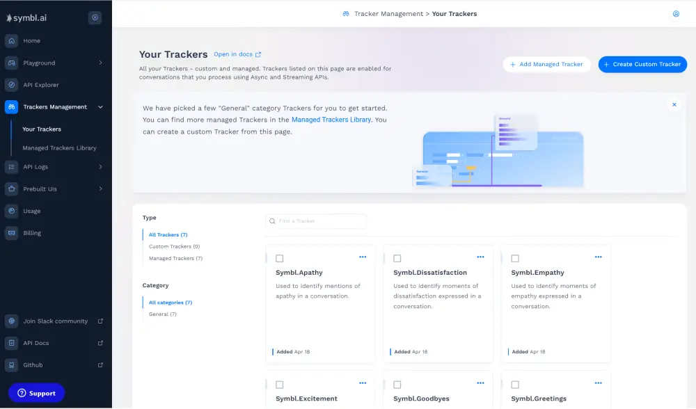 Symbl.ai Audio Trackers