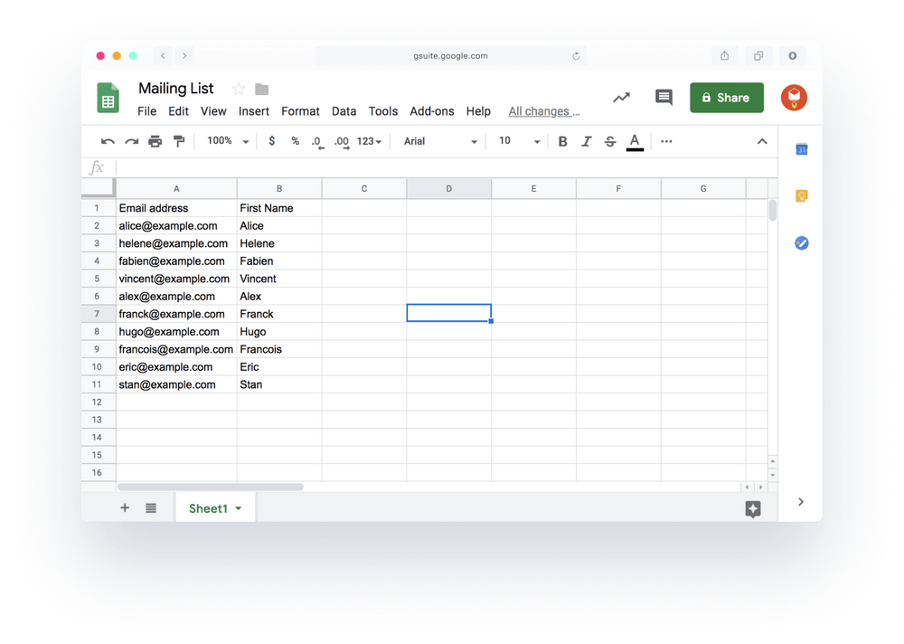 YAMM: Mailing list in a Google Sheet