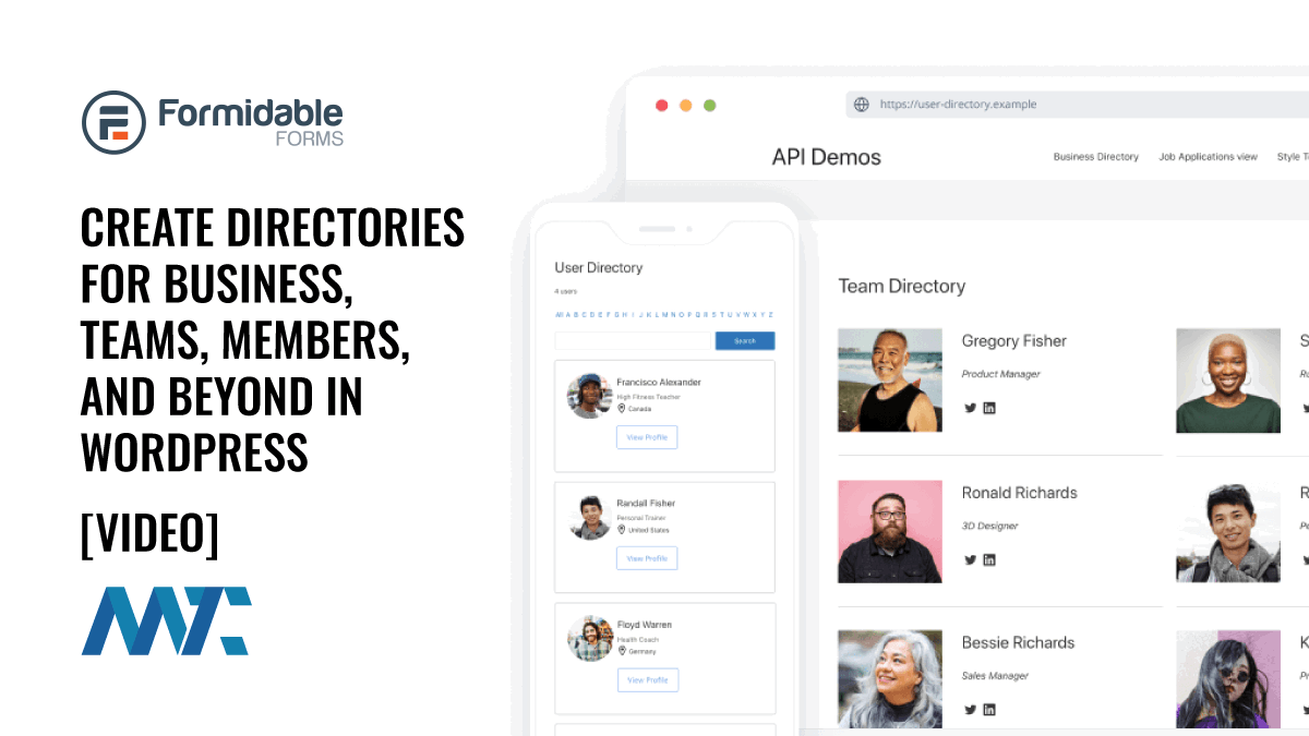 Formidable: WordPress Directory Plugin for Business, Teams, Members, etc