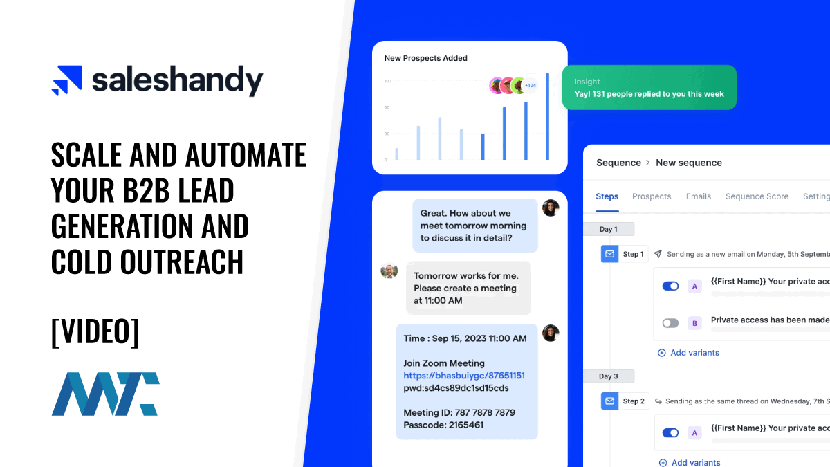 Saleshandy: B2B Sales Lead Finder, Email Outreach, Email Sequencing, and Automation